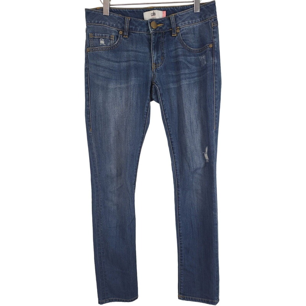 Cabi Jeans 0 Womens Skinny Leg Low Rise Medium Wash Distressed Blue Bottoms